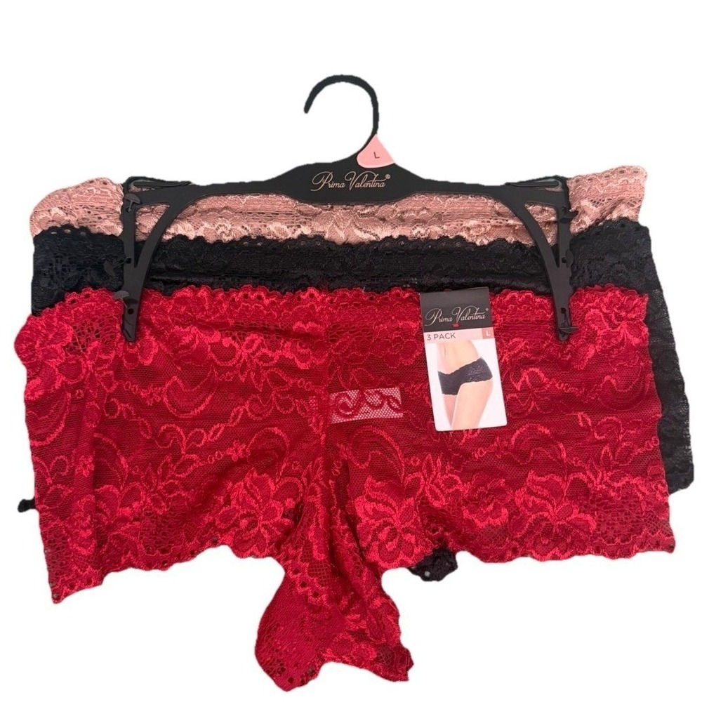 Prima‎ Valentina  Women's cheeky lace boyshort panties Size L New